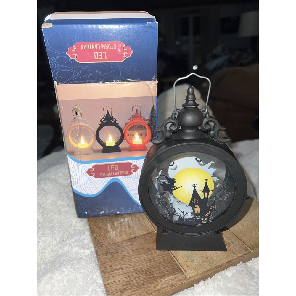 Halloween witch pumpkin lantern portable LED vintage castle lantern New Battery - Picture 2 of 3